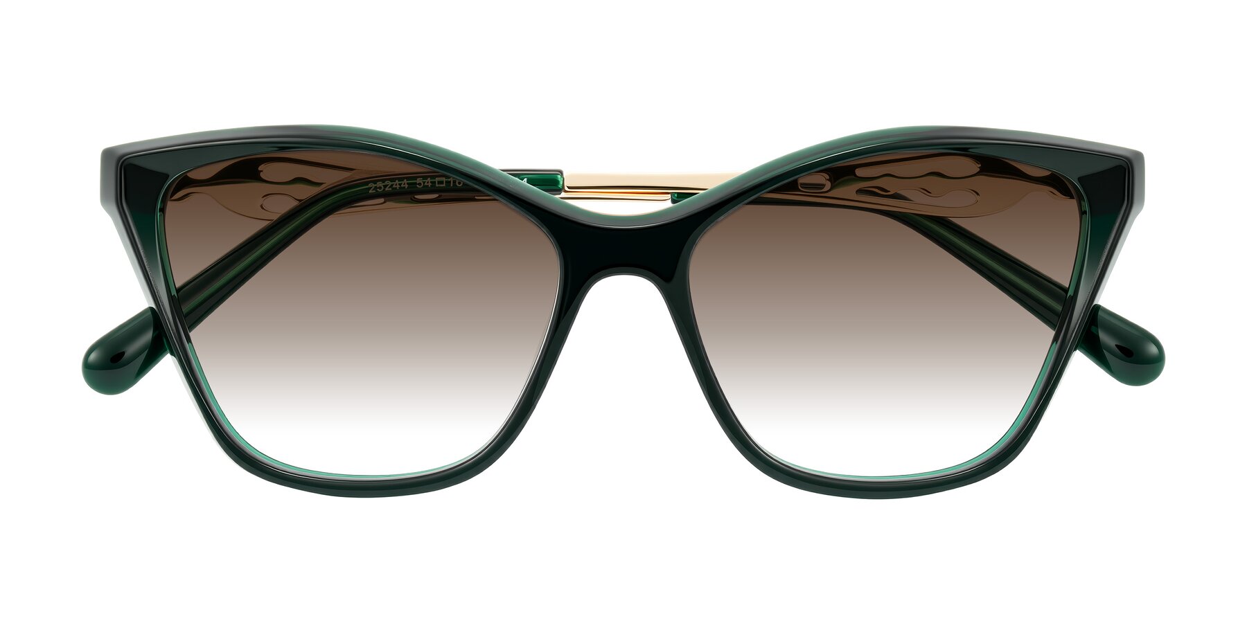 Folded Front of Aspen in Jade Green with Brown Gradient Lenses