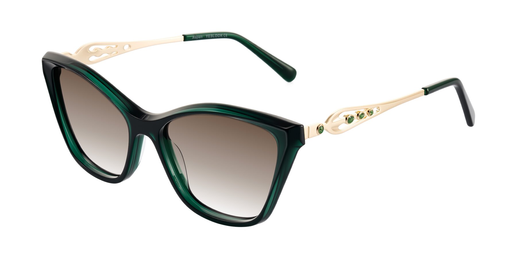 Angle of Aspen in Jade Green with Brown Gradient Lenses