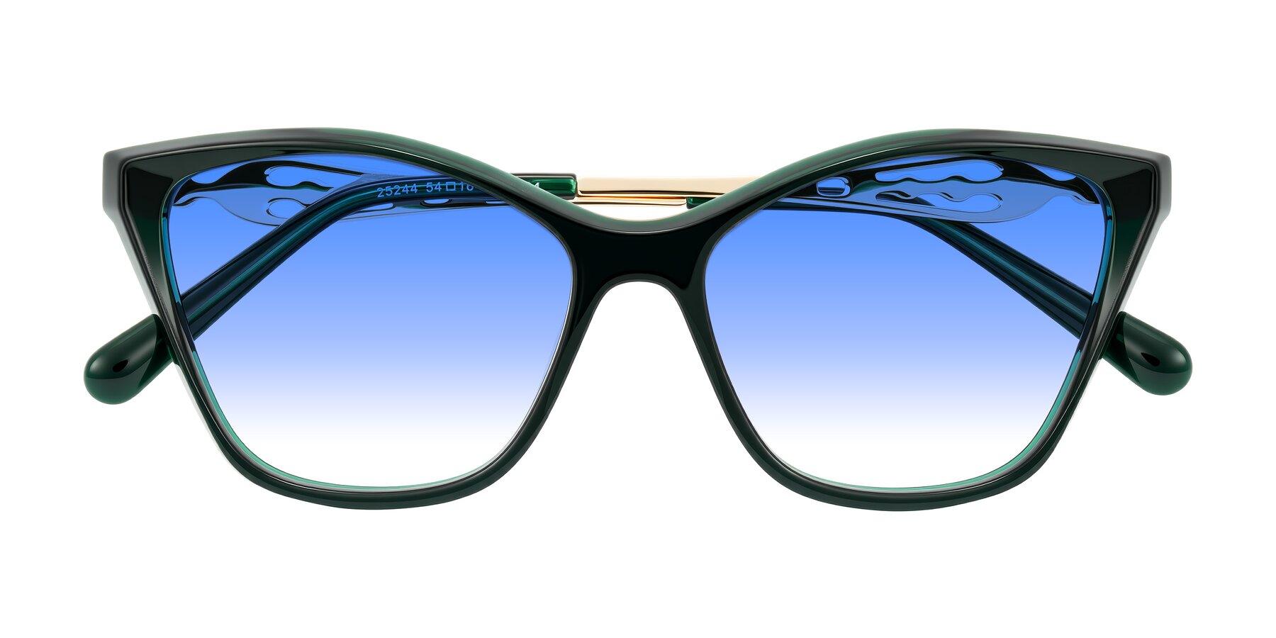 Folded Front of Aspen in Jade Green with Blue Gradient Lenses