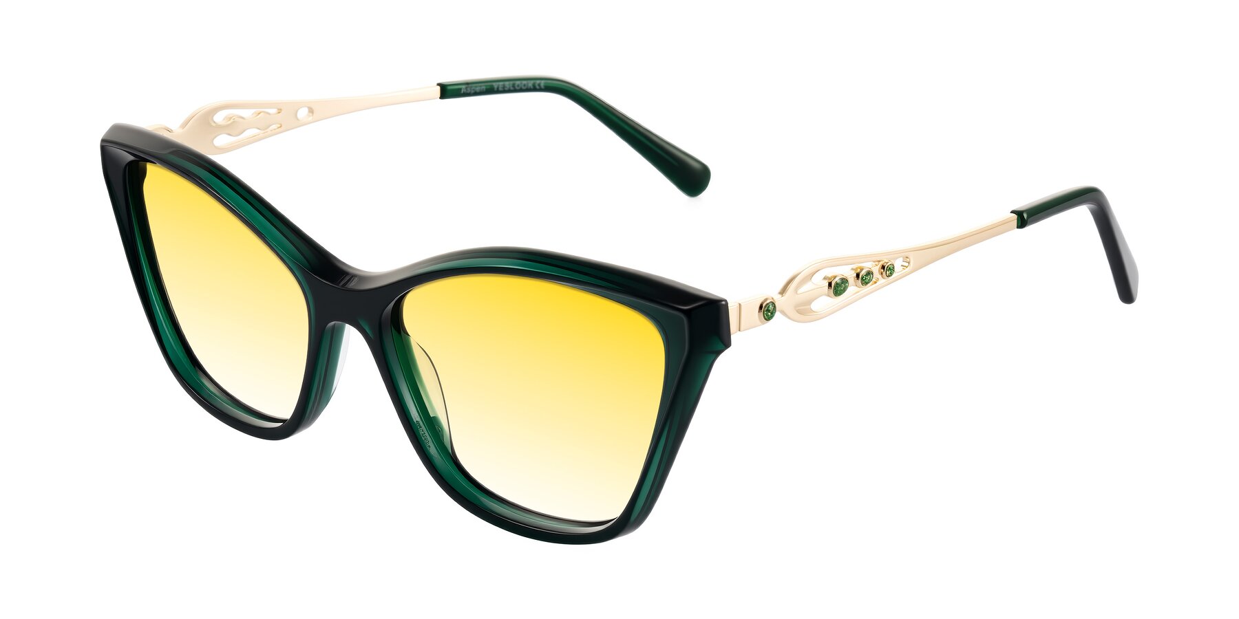 Angle of Aspen in Jade Green with Yellow Gradient Lenses