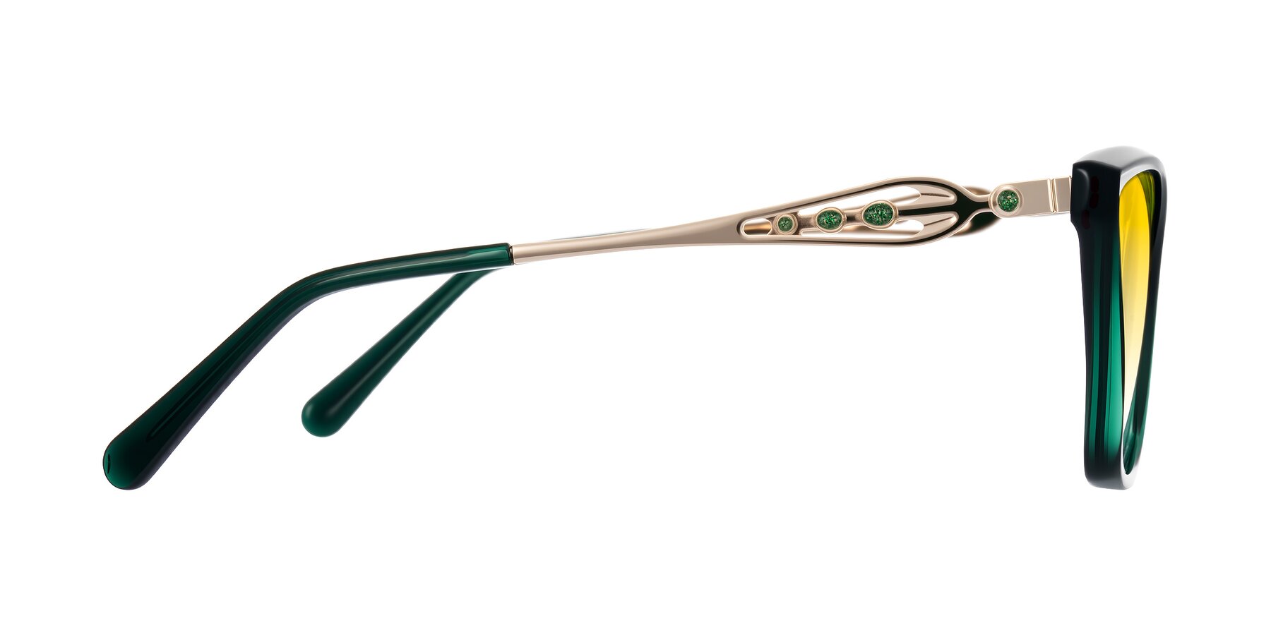 Side of Aspen in Jade Green with Yellow Gradient Lenses