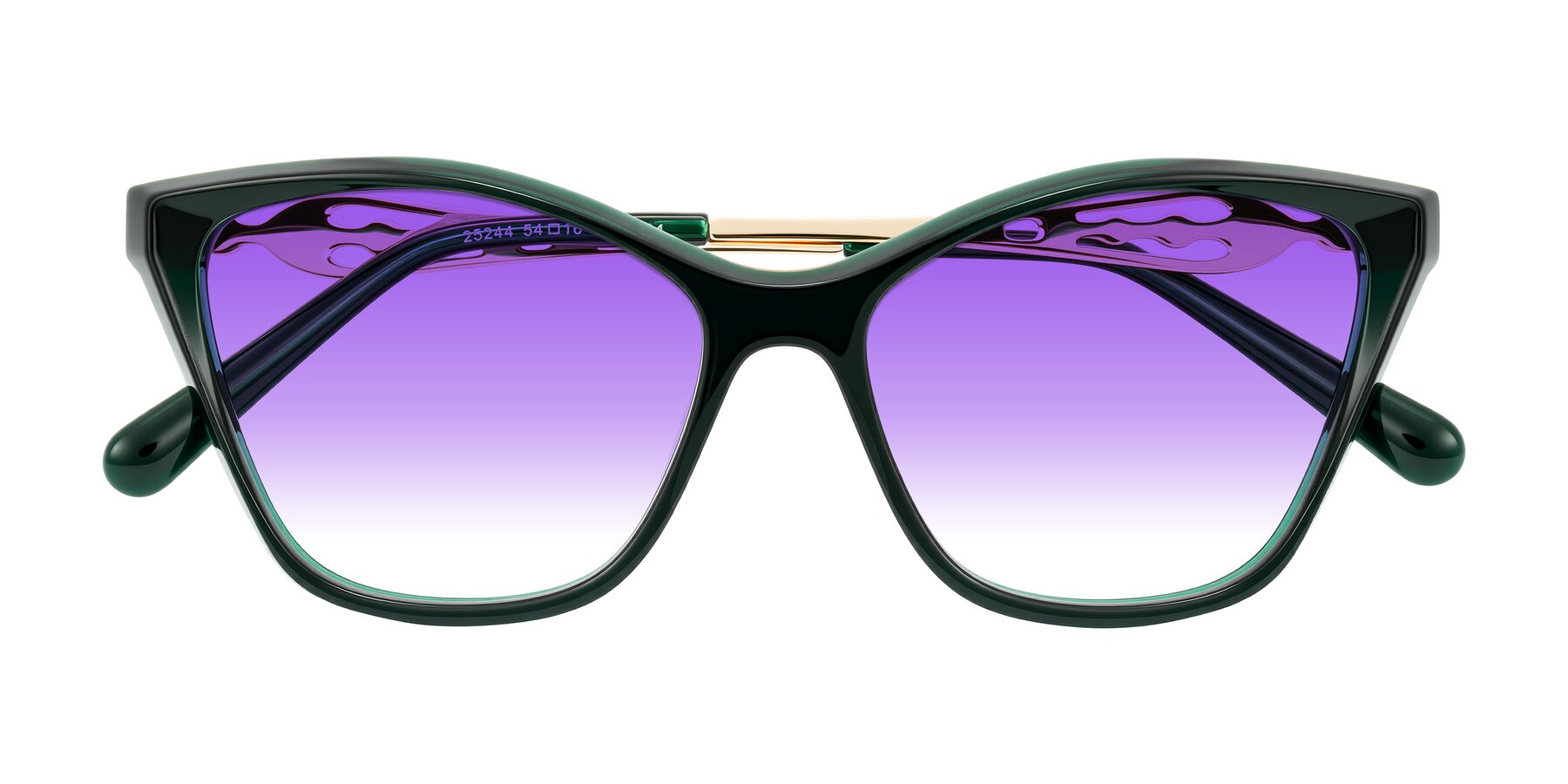 Folded Front of Aspen in Jade Green with Purple Gradient Lenses