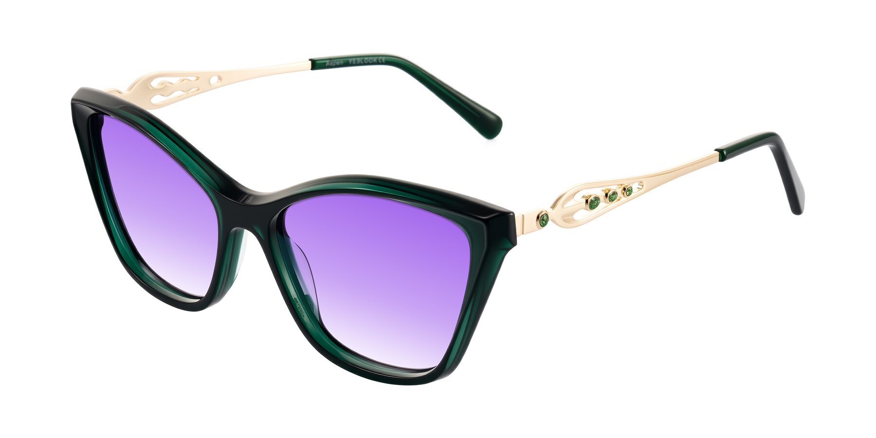 Angle of Aspen in Jade Green with Purple Gradient Lenses