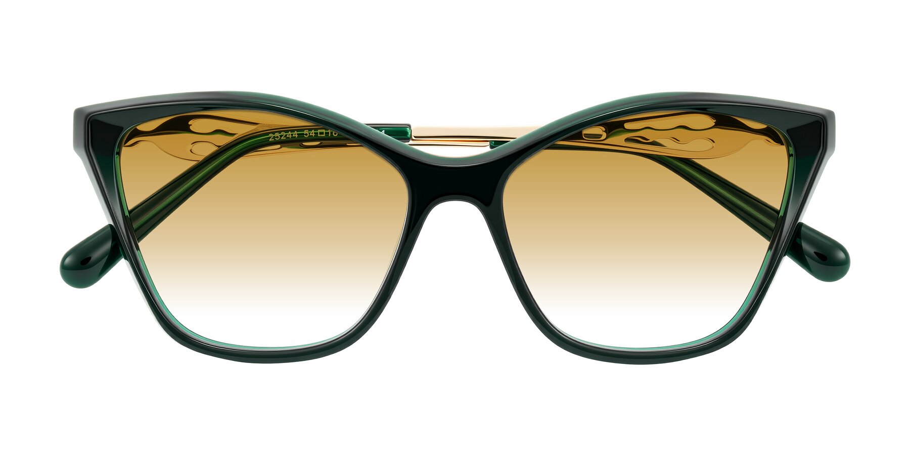 Folded Front of Aspen in Jade Green with Champagne Gradient Lenses