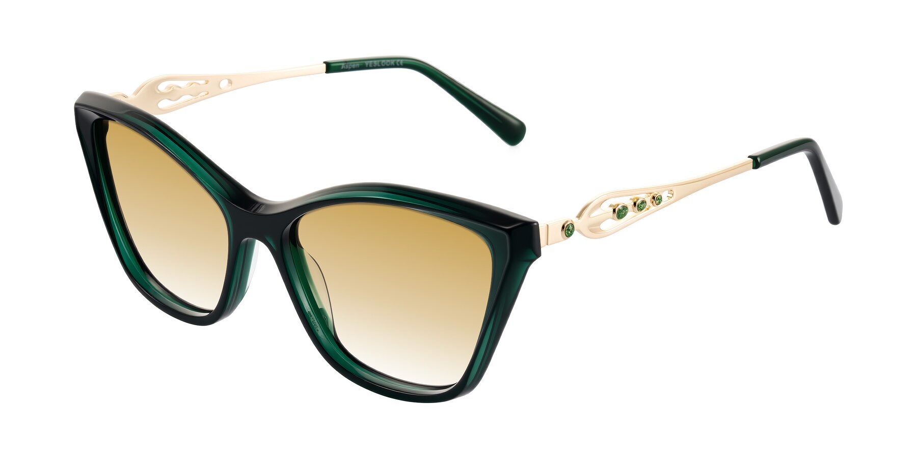 Angle of Aspen in Jade Green with Champagne Gradient Lenses
