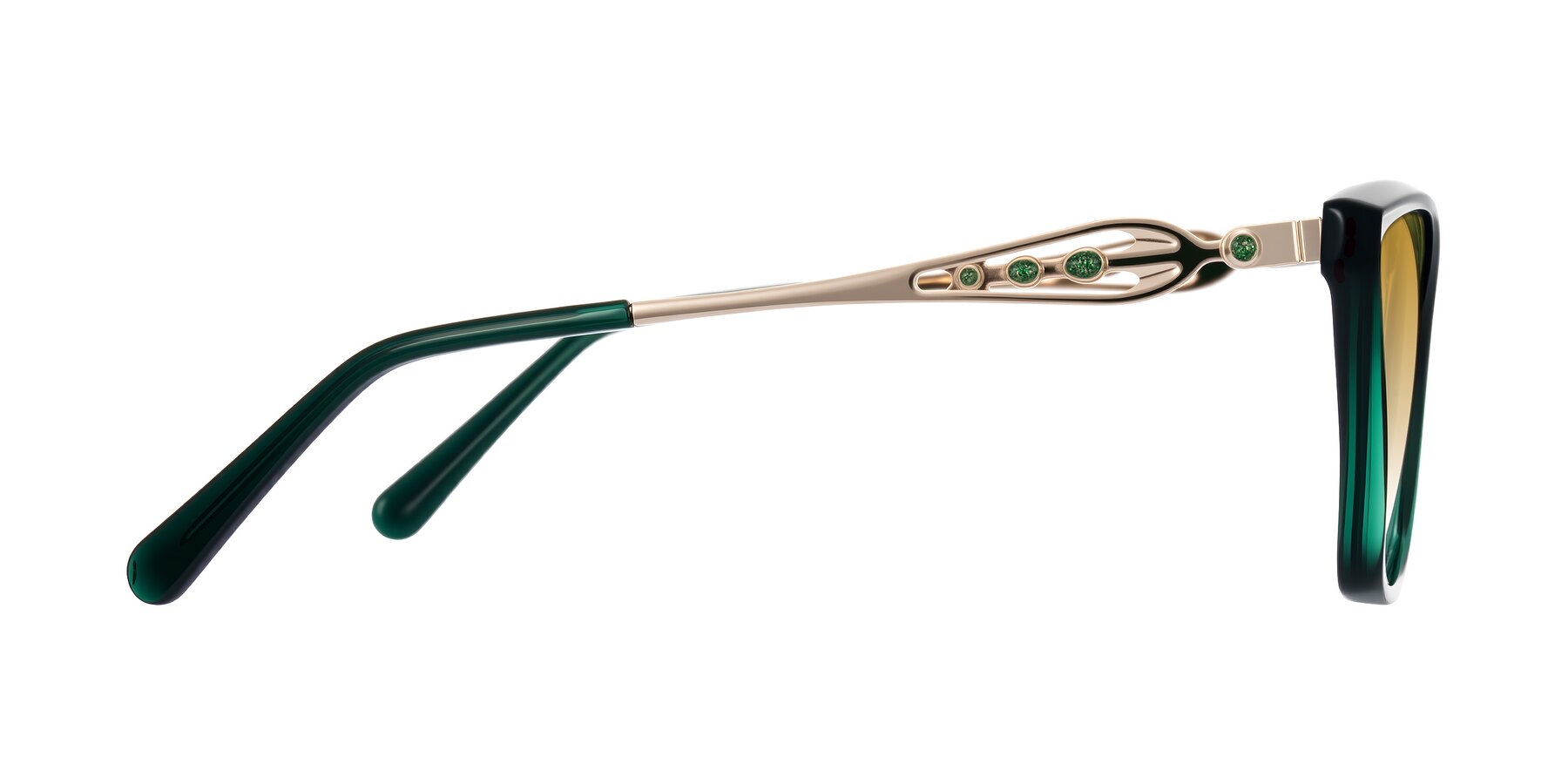 Side of Aspen in Jade Green with Champagne Gradient Lenses