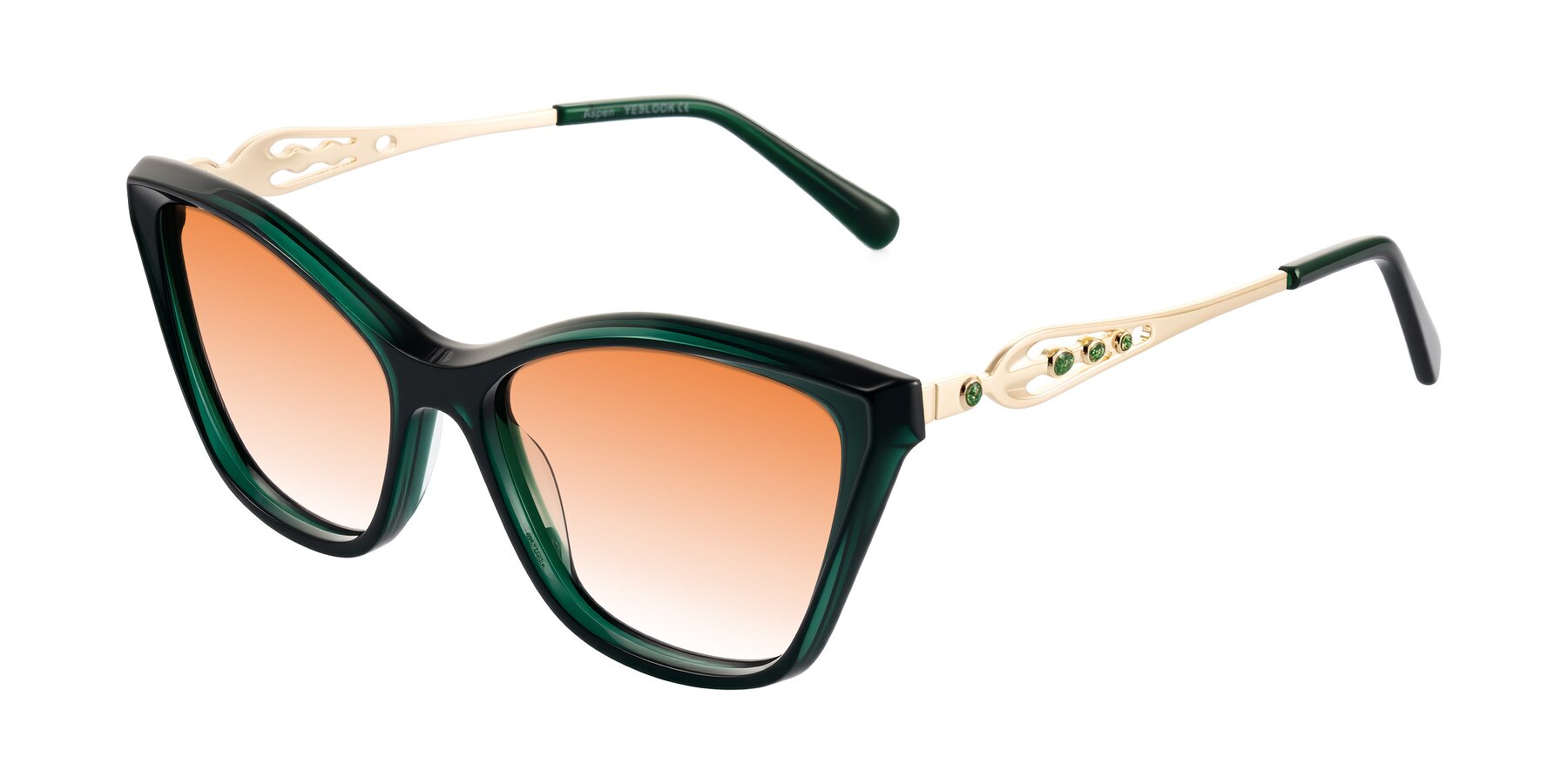 Angle of Aspen in Jade Green with Orange Gradient Lenses