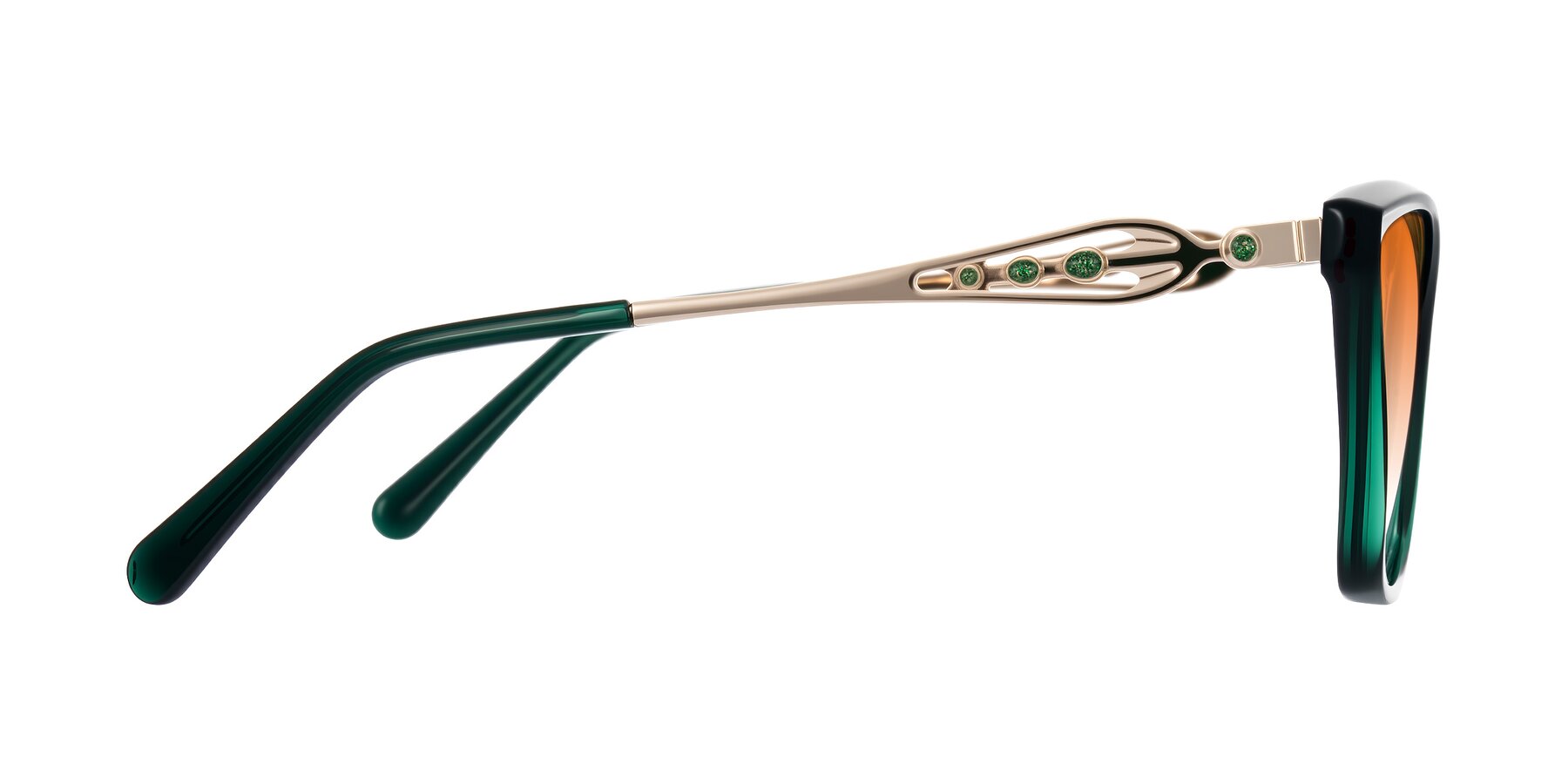 Side of Aspen in Jade Green with Orange Gradient Lenses