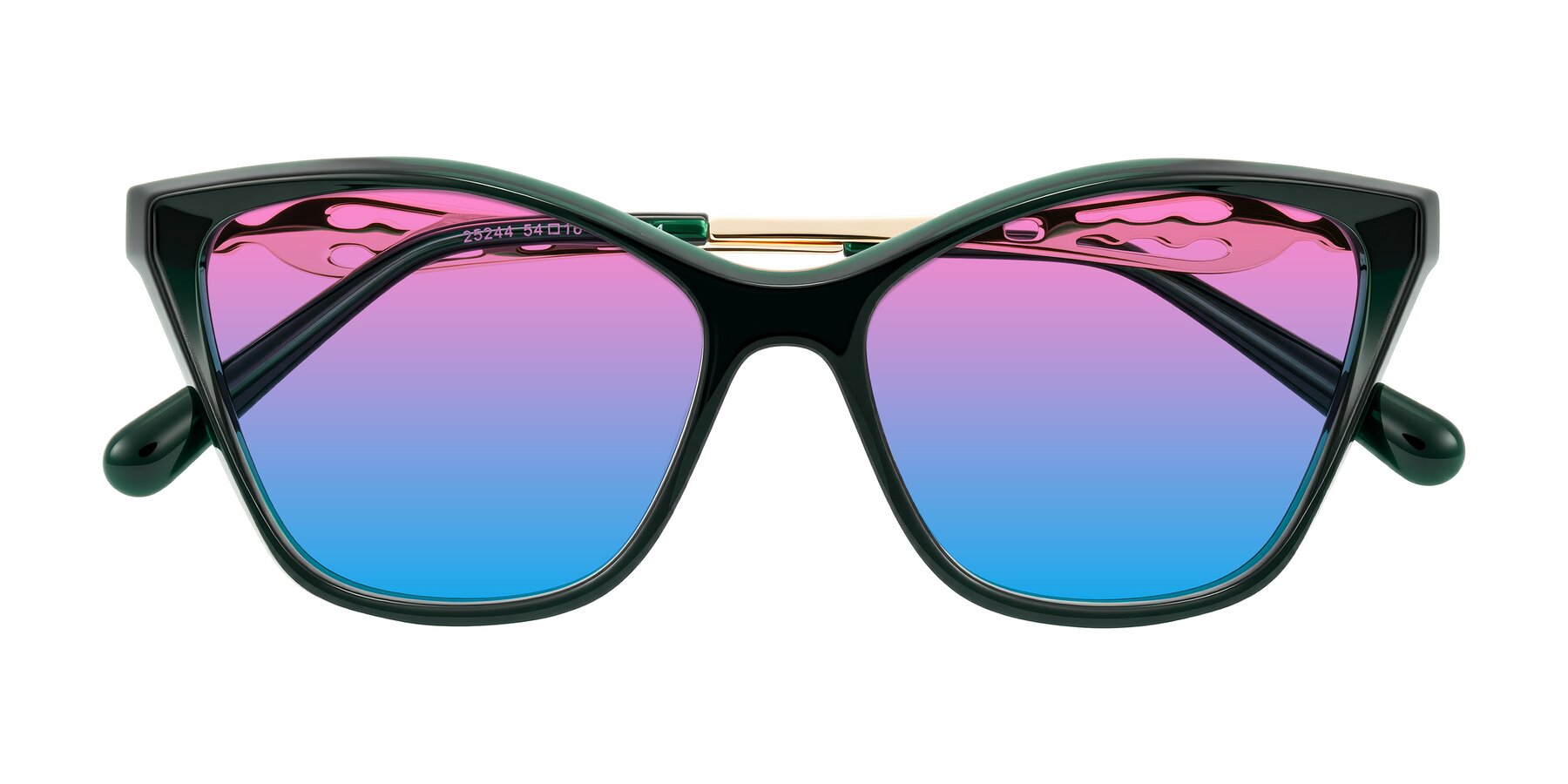 Folded Front of Aspen in Jade Green with Pink / Blue Gradient Lenses