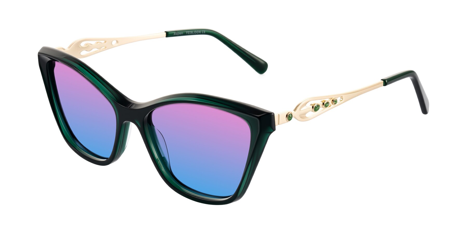 Angle of Aspen in Jade Green with Pink / Blue Gradient Lenses