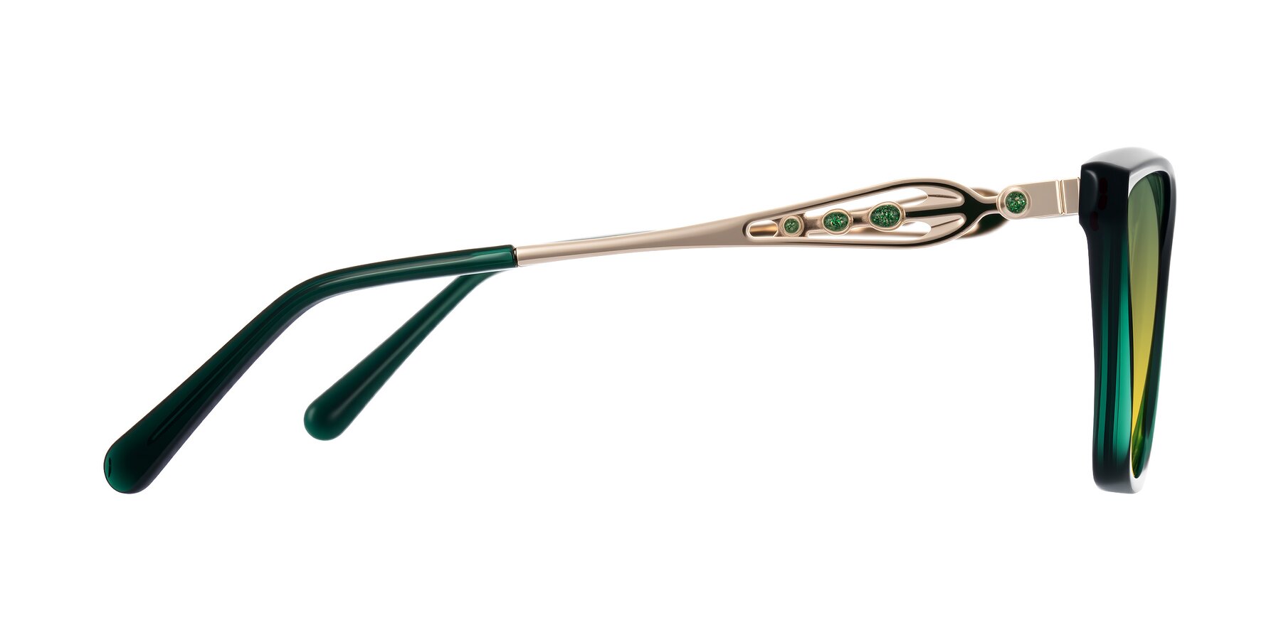 Side of Aspen in Jade Green with Green / Yellow Gradient Lenses