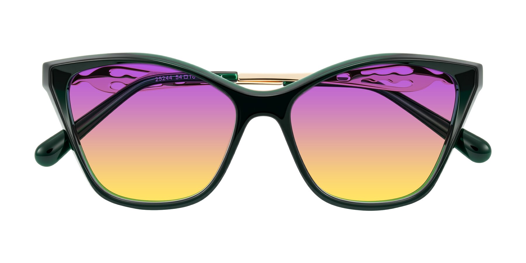 Folded Front of Aspen in Jade Green with Purple / Yellow Gradient Lenses
