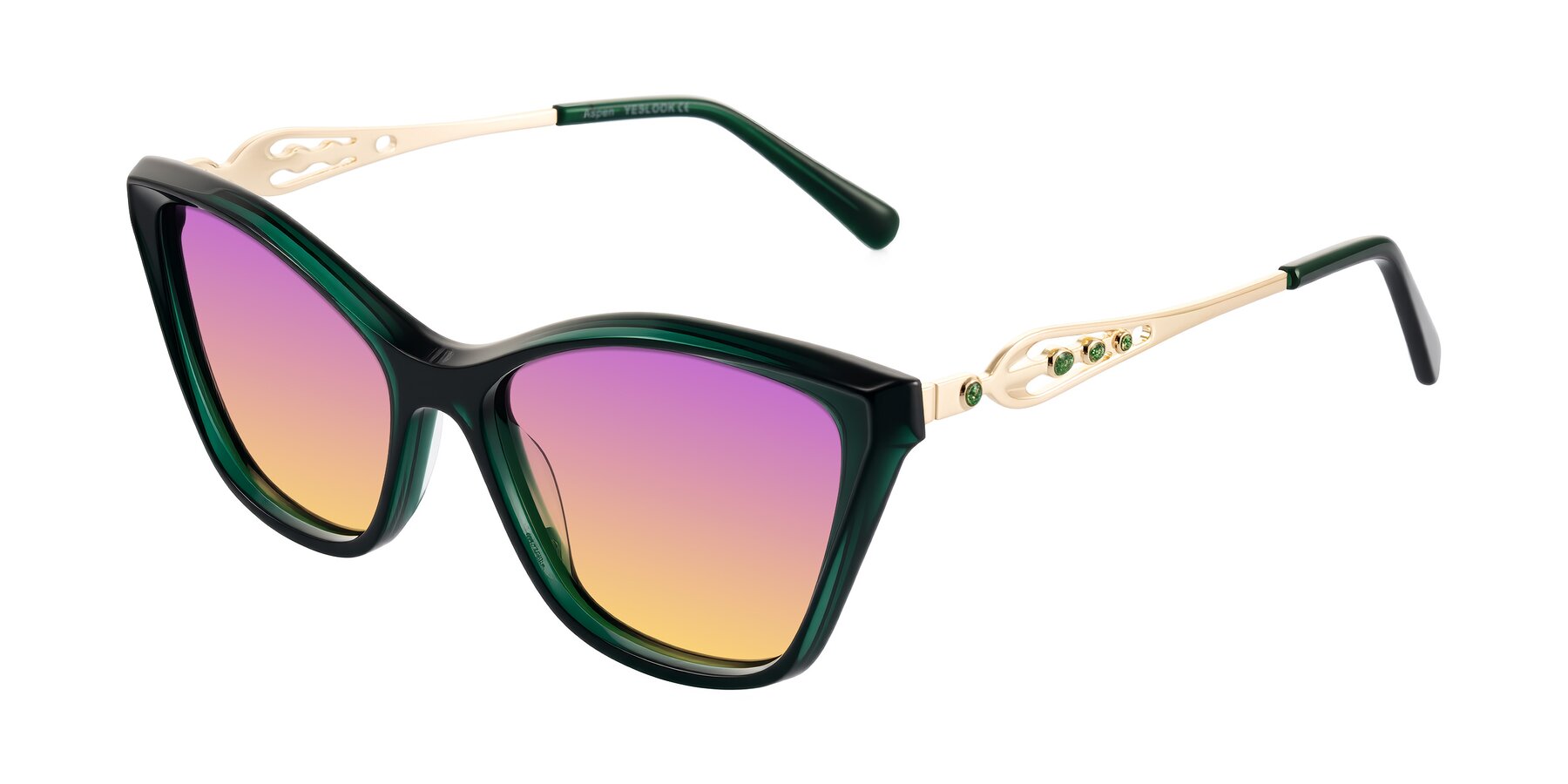 Angle of Aspen in Jade Green with Purple / Yellow Gradient Lenses