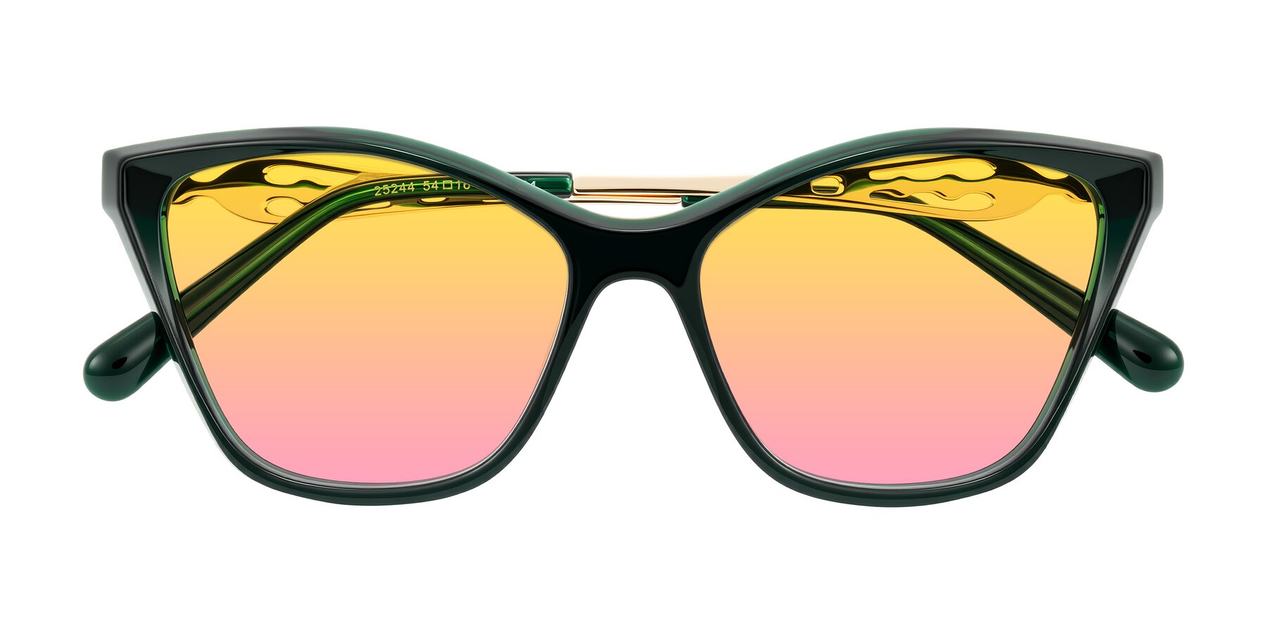 Folded Front of Aspen in Jade Green with Yellow / Pink Gradient Lenses