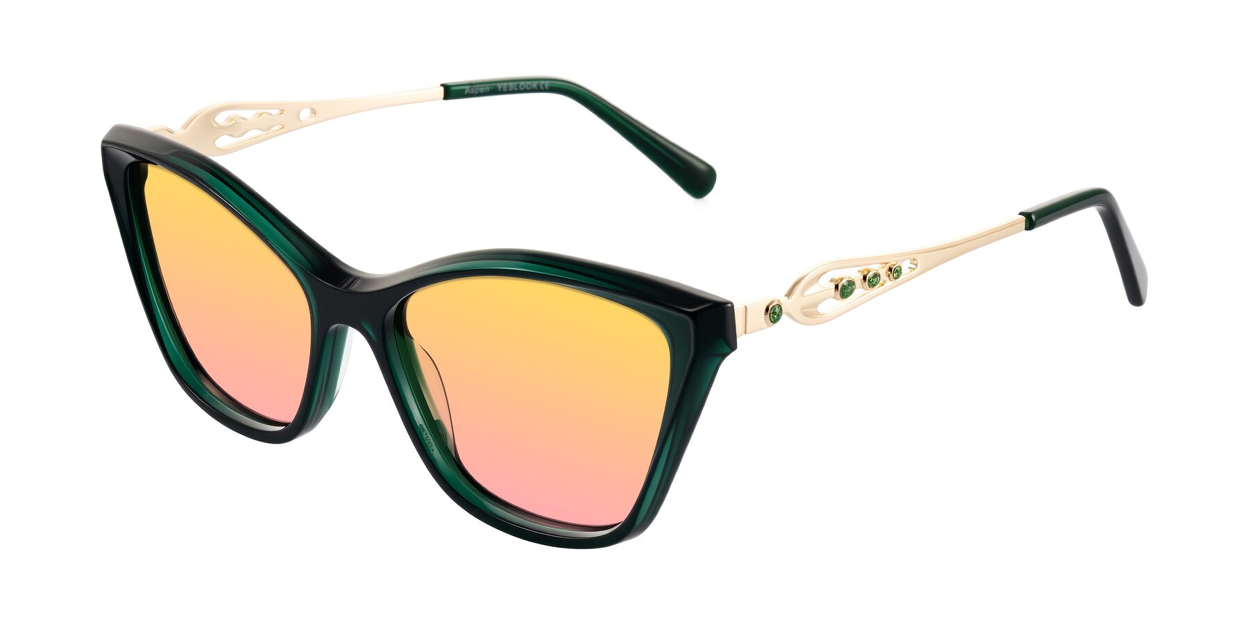 Angle of Aspen in Jade Green with Yellow / Pink Gradient Lenses