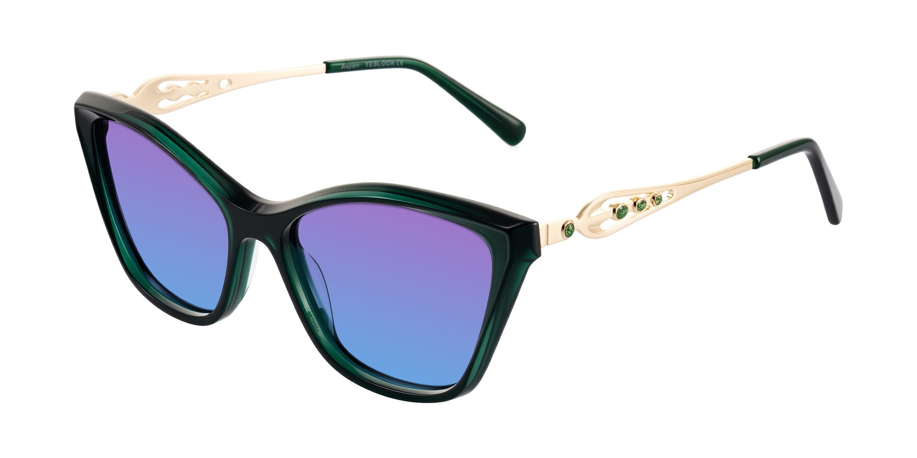 Angle of Aspen in Jade Green with Purple / Blue Gradient Lenses