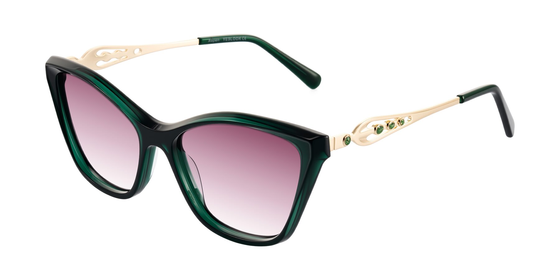 Angle of Aspen in Jade Green with Wine Gradient Lenses