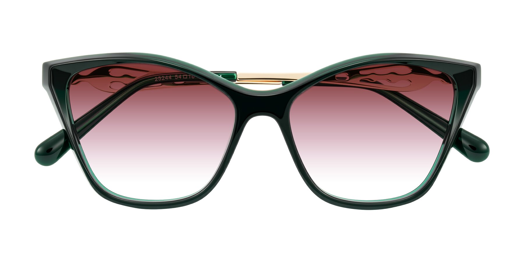 Folded Front of Aspen in Jade Green with Garnet Gradient Lenses