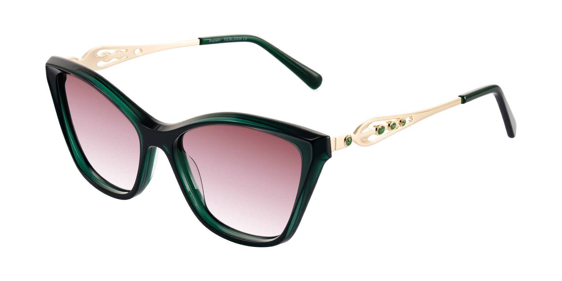 Angle of Aspen in Jade Green with Garnet Gradient Lenses