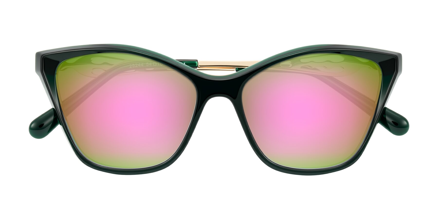 Folded Front of Aspen in Jade Green with Pink Mirrored Lenses