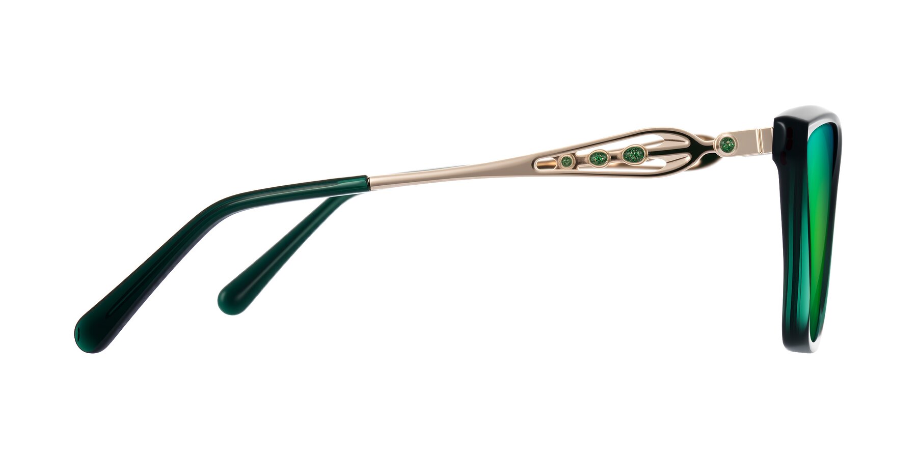 Side of Aspen in Jade Green with Green Mirrored Lenses