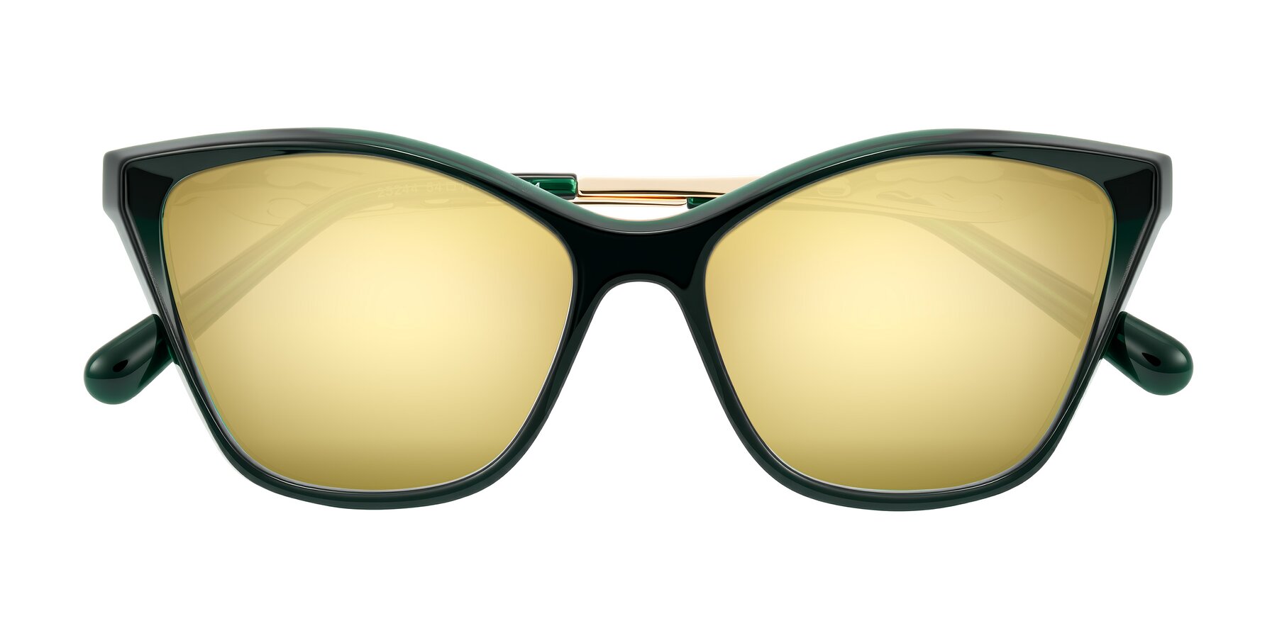 Folded Front of Aspen in Jade Green with Gold Mirrored Lenses
