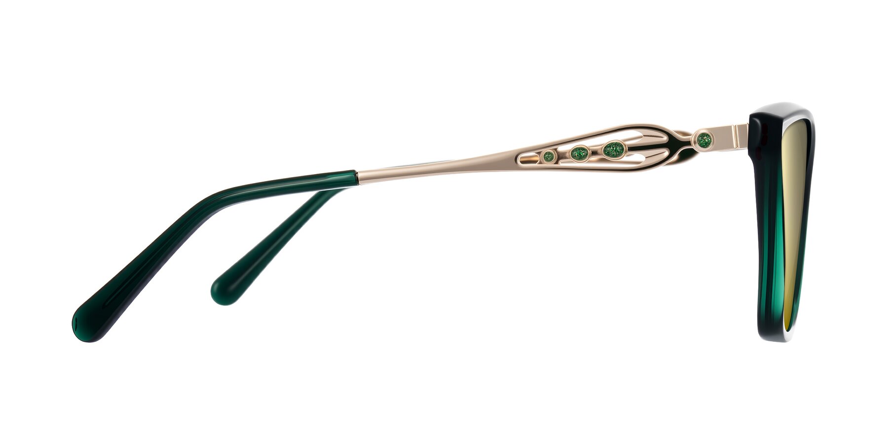 Side of Aspen in Jade Green with Gold Mirrored Lenses