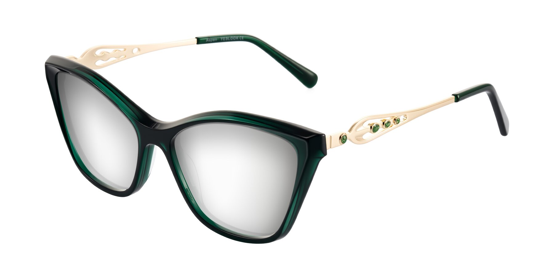 Angle of Aspen in Jade Green with Silver Mirrored Lenses
