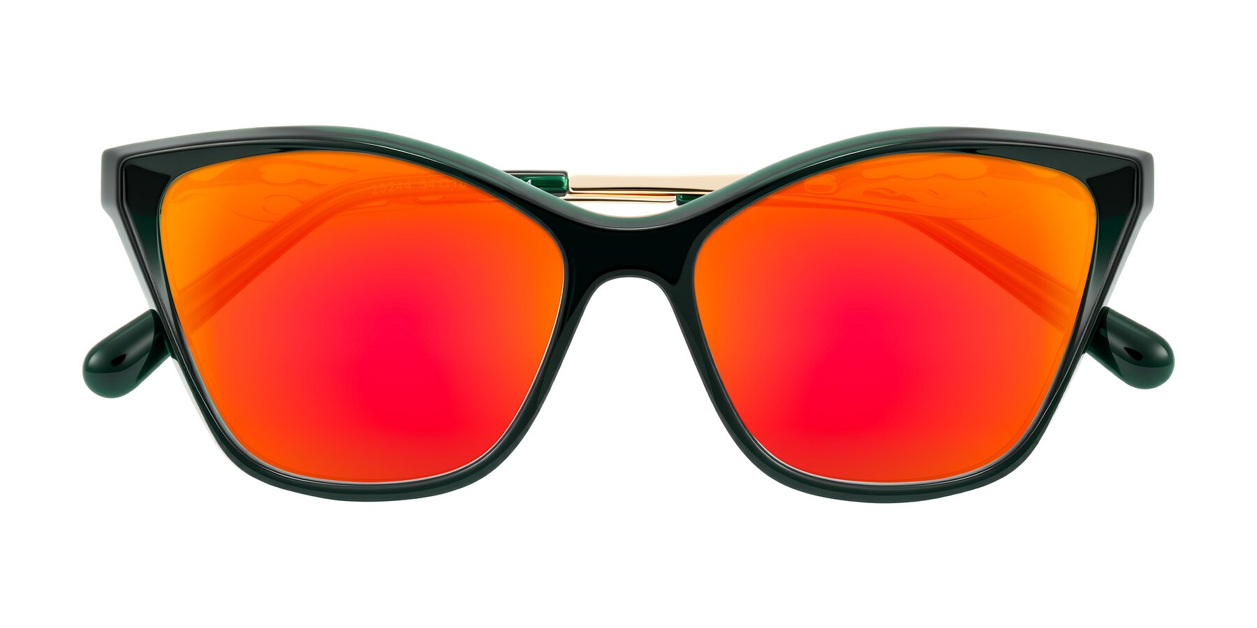 Folded Front of Aspen in Jade Green with Red Gold Mirrored Lenses
