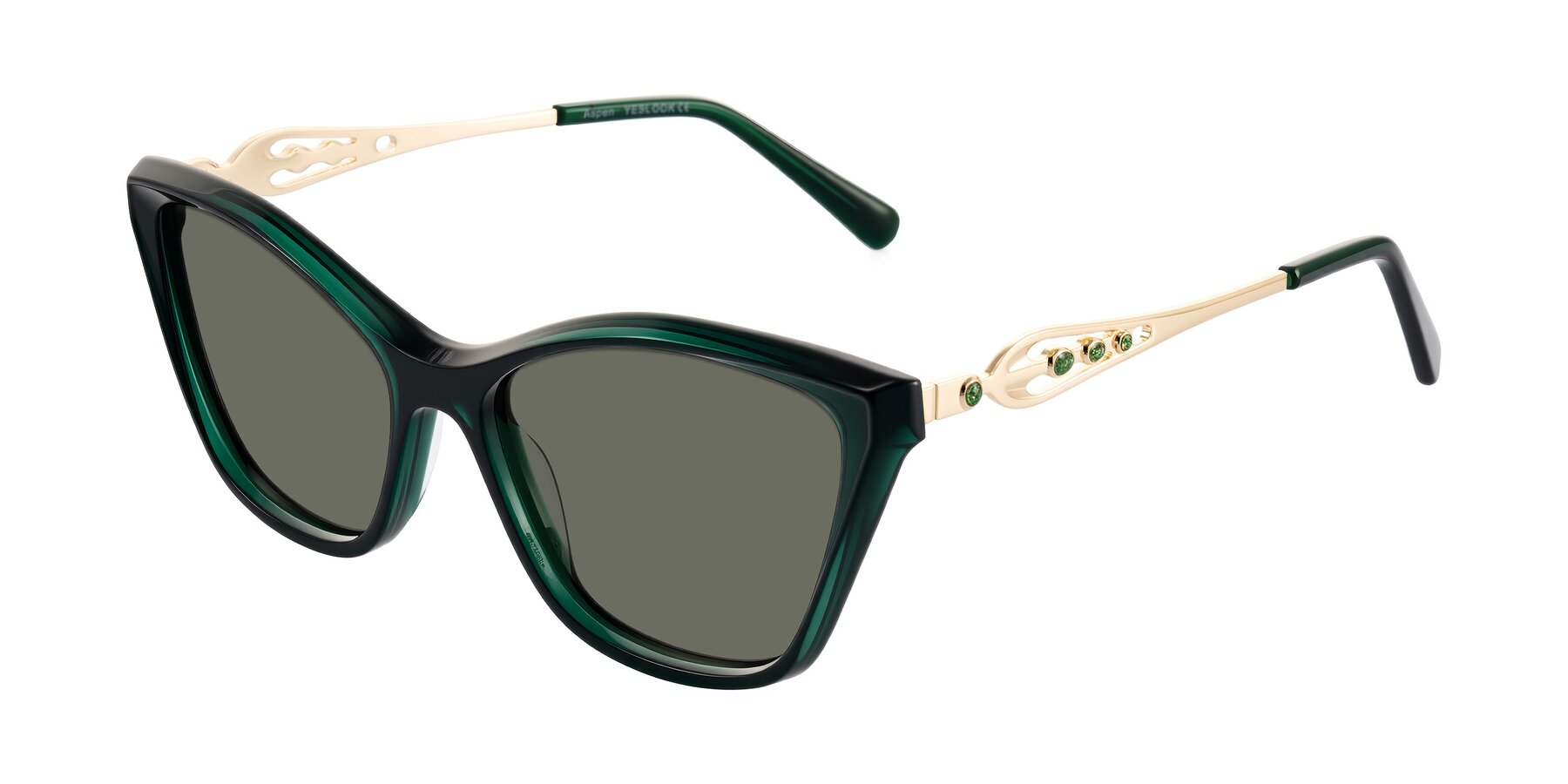Angle of Aspen in Jade Green with Gray Polarized Lenses