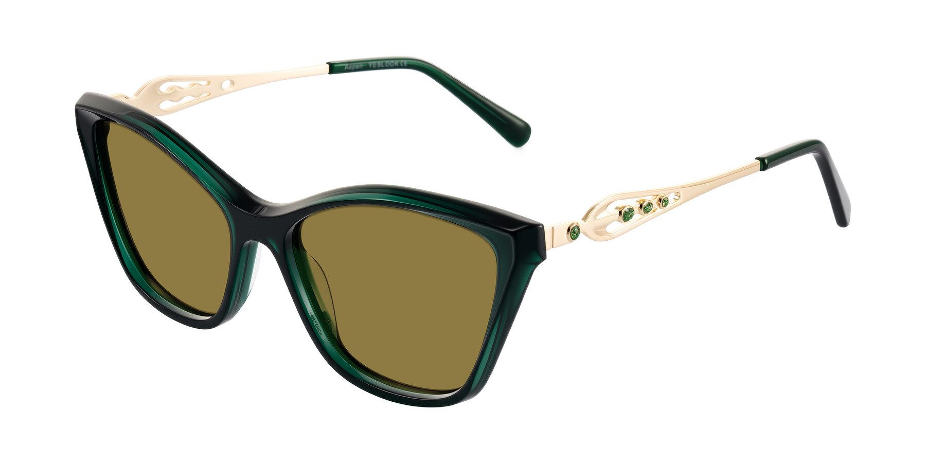 Angle of Aspen in Jade Green with Brown Polarized Lenses
