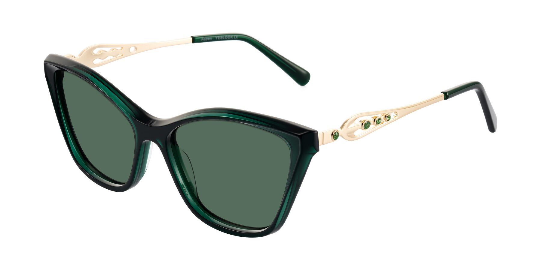 Angle of Aspen in Jade Green with Green Polarized Lenses
