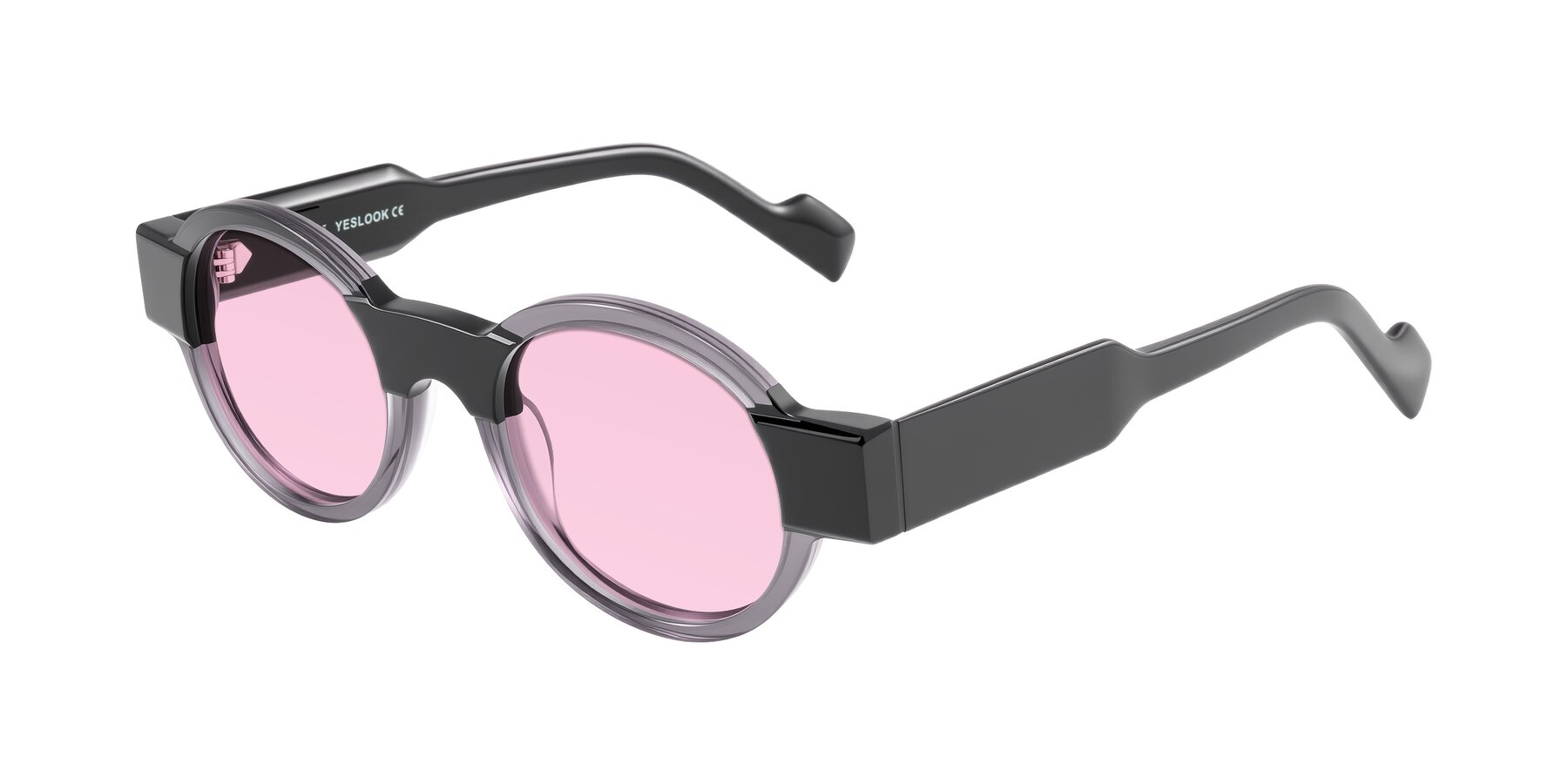 Angle of Talori in Transparent Gray/Black with Light Pink Tinted Lenses