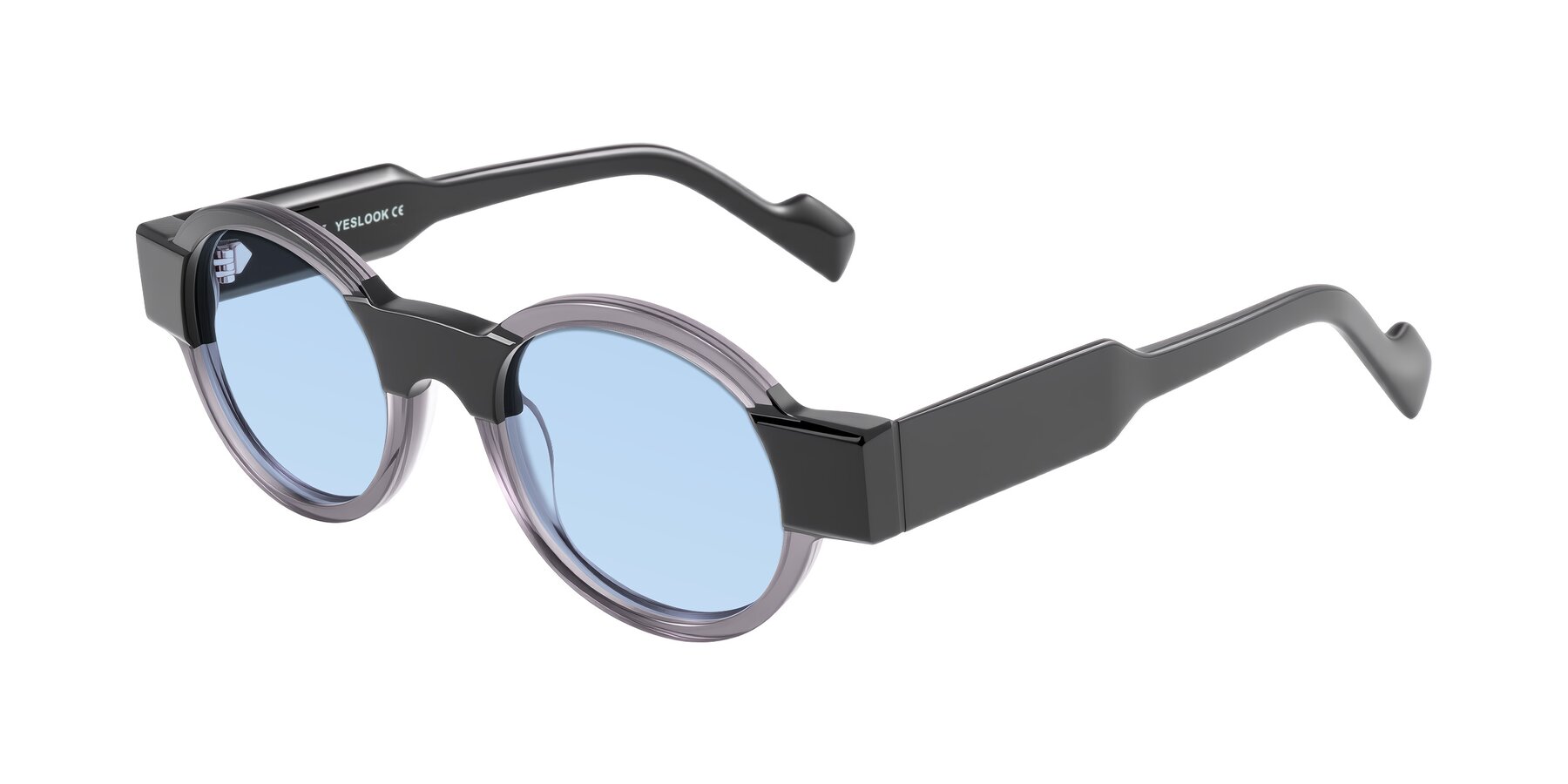 Angle of Talori in Transparent Gray/Black with Light Blue Tinted Lenses