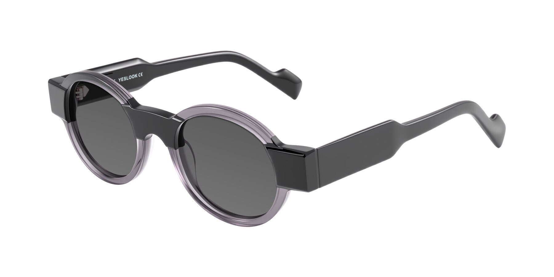 Angle of Talori in Transparent Gray/Black with Medium Gray Tinted Lenses