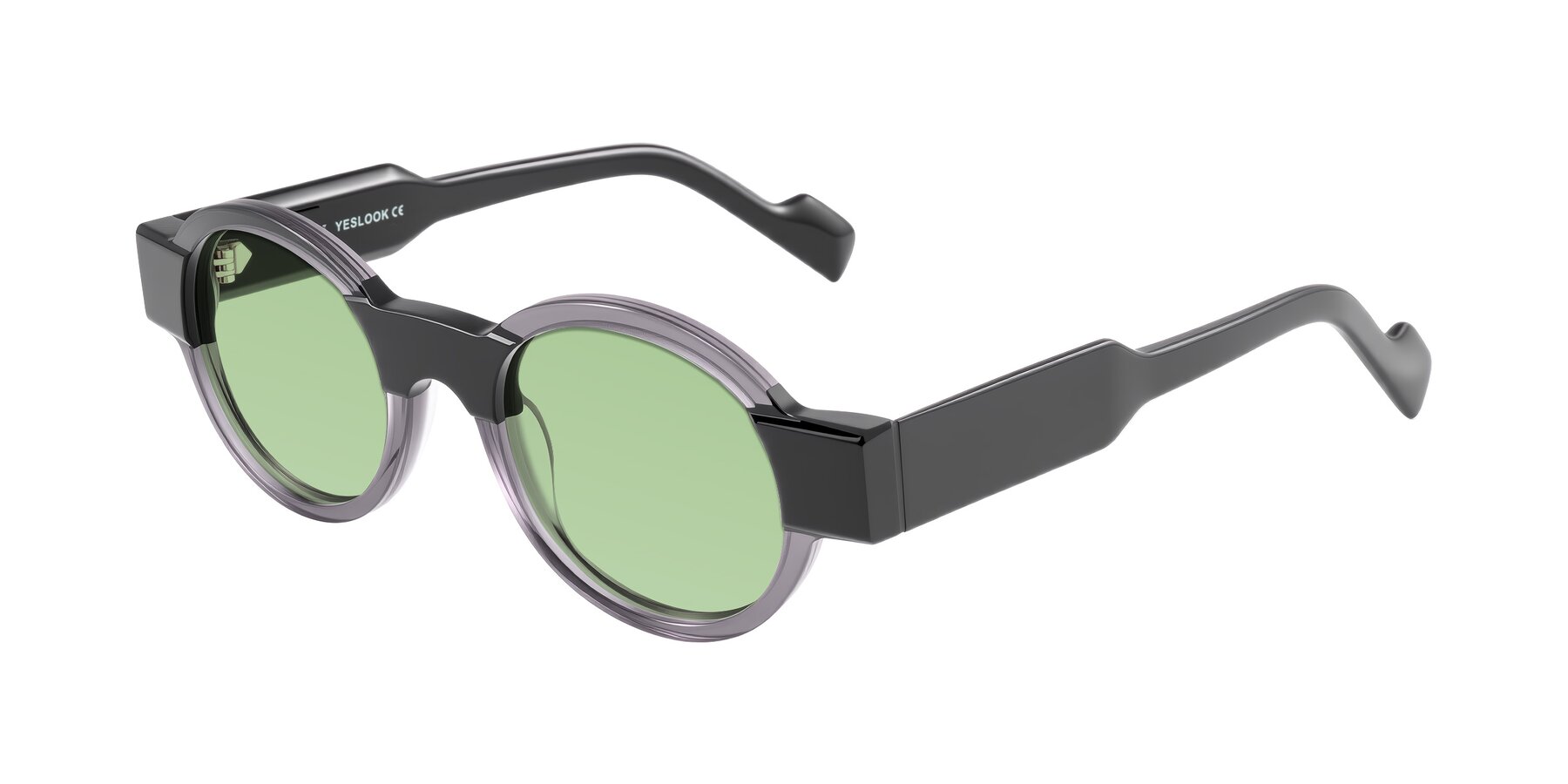 Angle of Talori in Transparent Gray/Black with Medium Green Tinted Lenses
