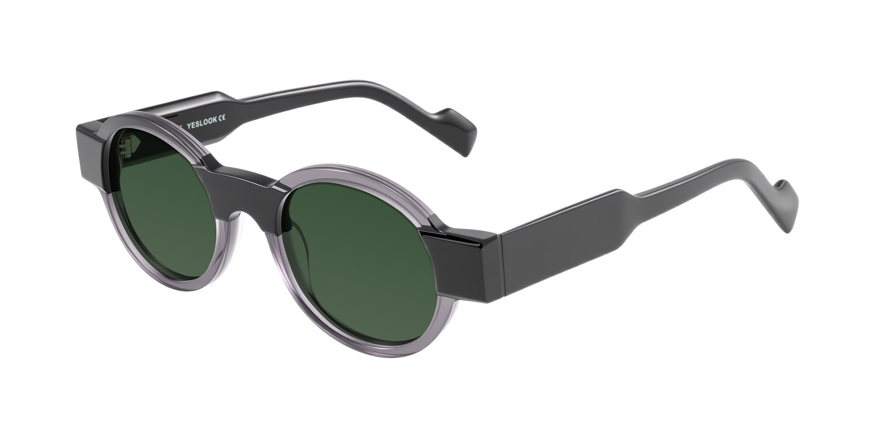Angle of Talori in Transparent Gray/Black with Green Tinted Lenses