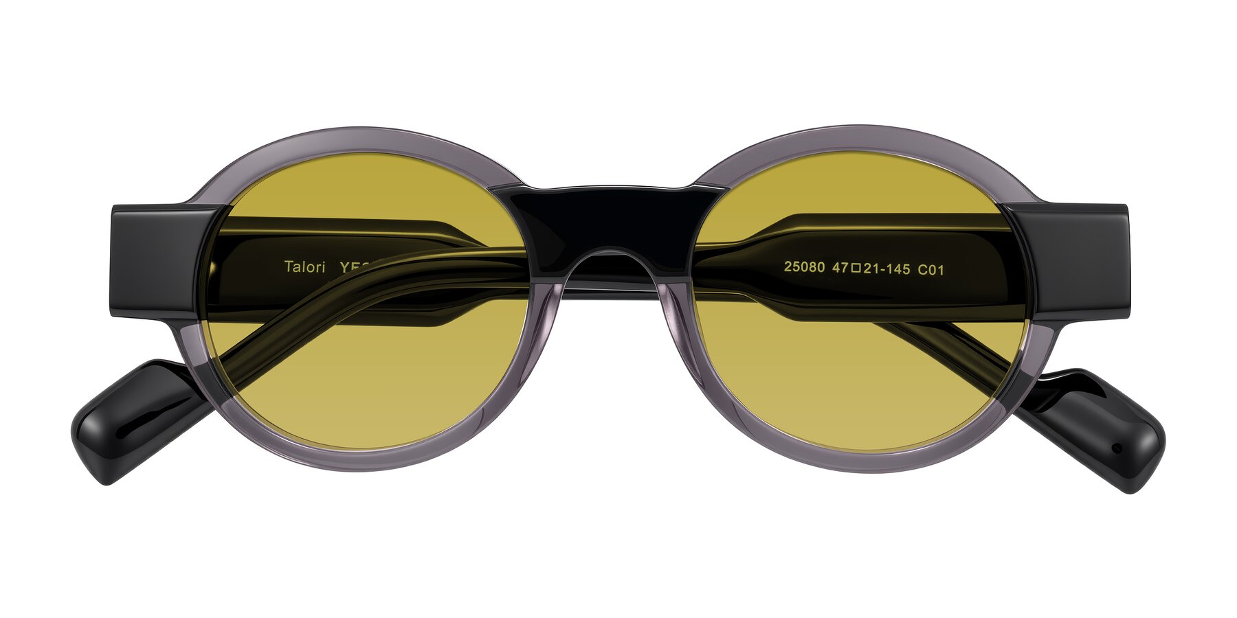 Folded Front of Talori in Transparent Gray/Black with Champagne Tinted Lenses