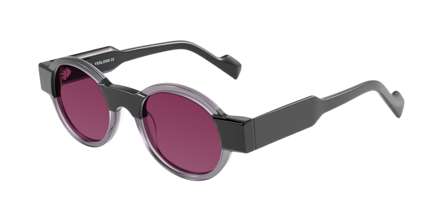 Angle of Talori in Transparent Gray/Black with Wine Tinted Lenses
