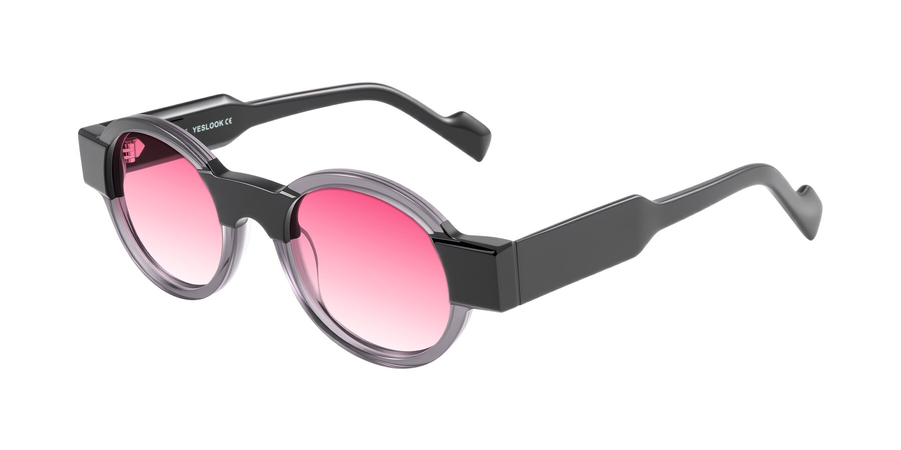 Angle of Talori in Transparent Gray/Black with Pink Gradient Lenses