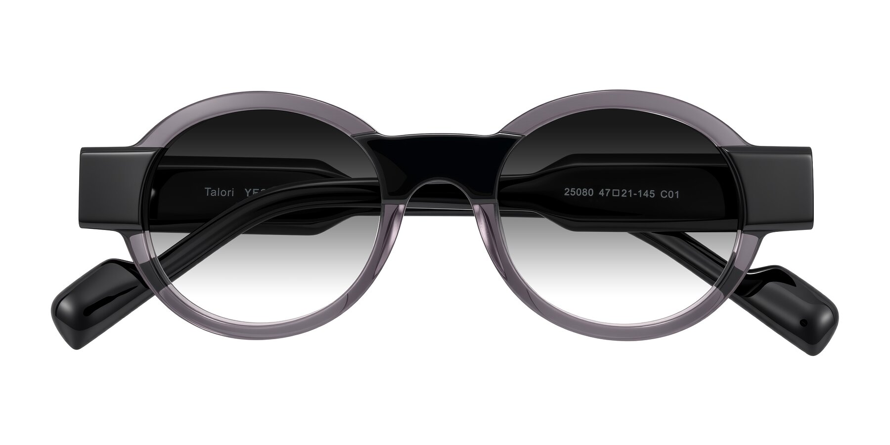 Folded Front of Talori in Transparent Gray/Black with Gray Gradient Lenses