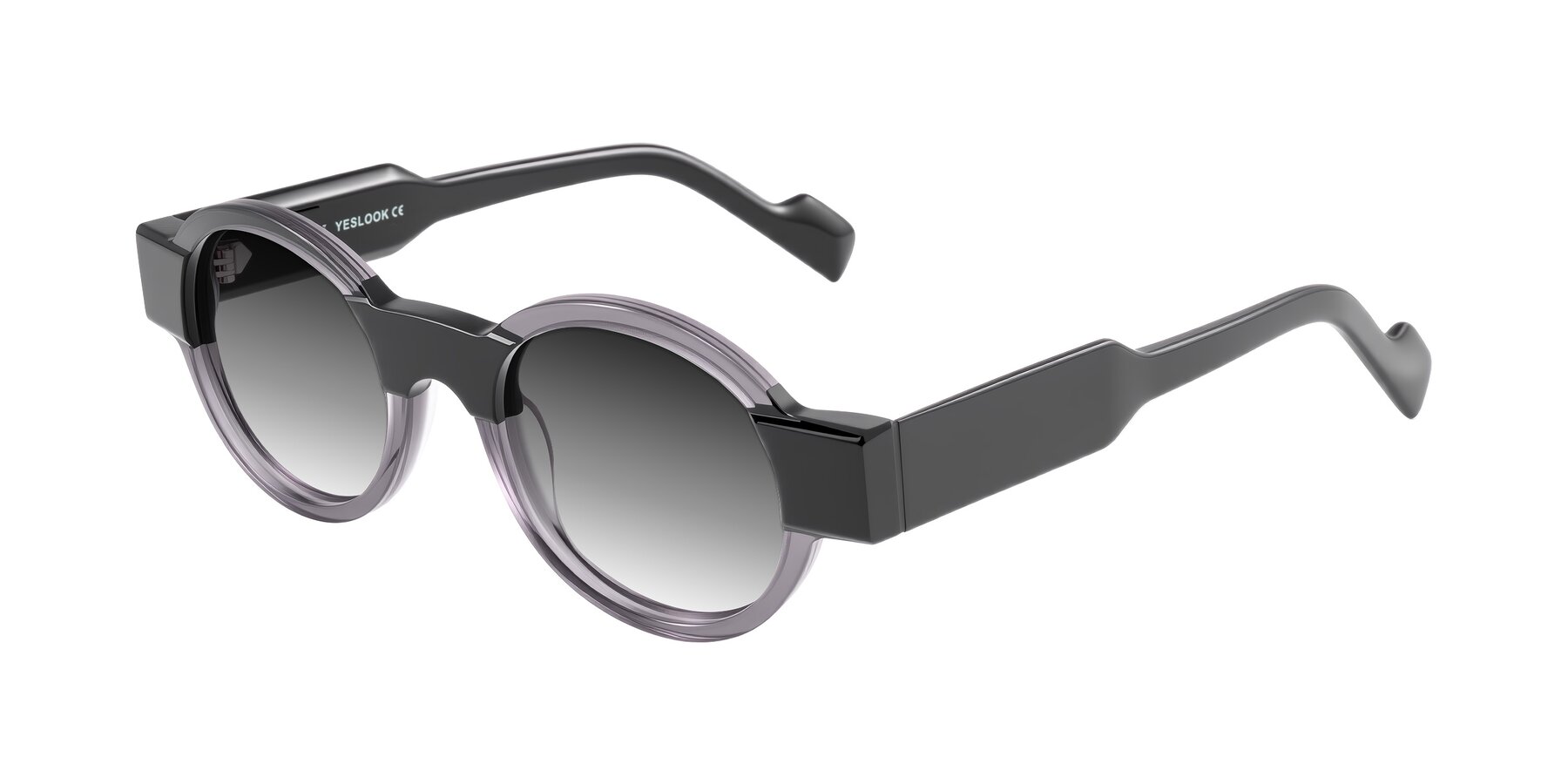 Angle of Talori in Transparent Gray/Black with Gray Gradient Lenses