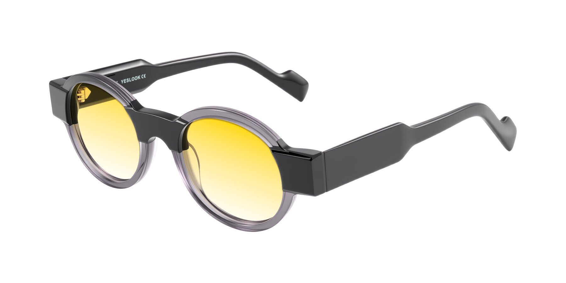 Angle of Talori in Transparent Gray/Black with Yellow Gradient Lenses