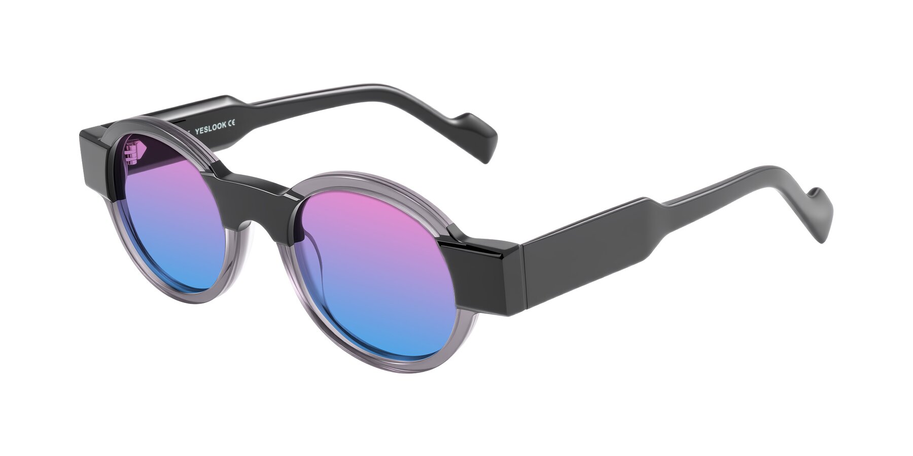 Angle of Talori in Transparent Gray/Black with Pink / Blue Gradient Lenses
