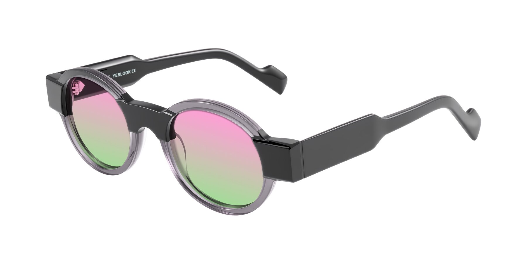 Angle of Talori in Transparent Gray/Black with Pink / Green Gradient Lenses