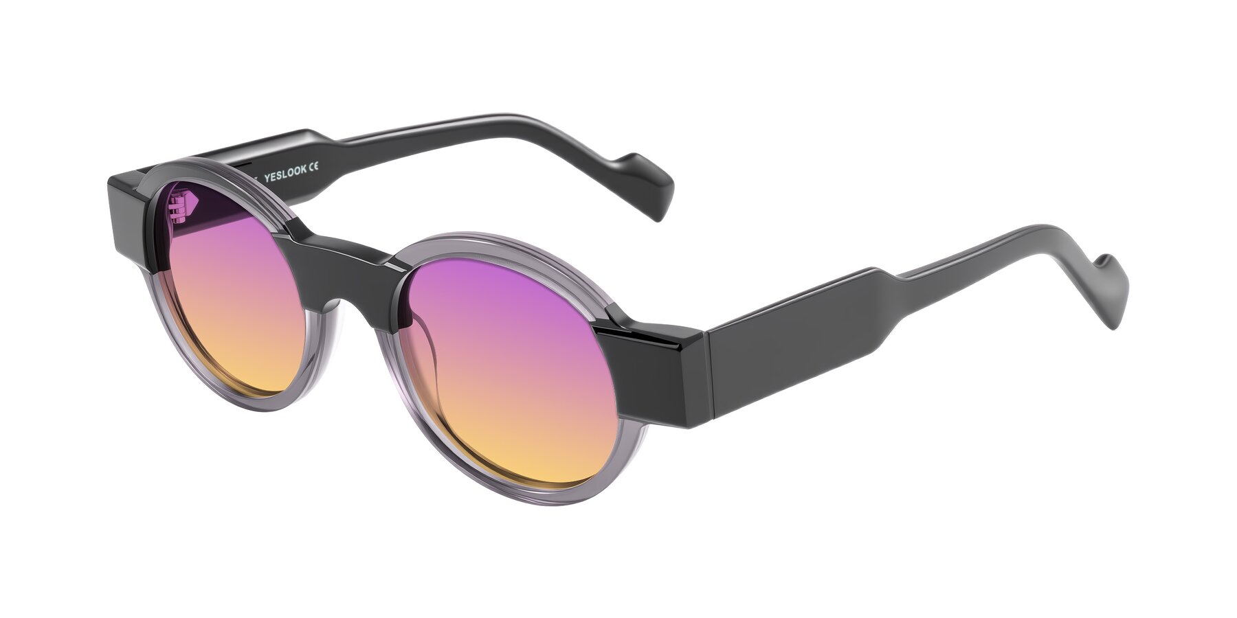 Angle of Talori in Transparent Gray/Black with Purple / Yellow Gradient Lenses