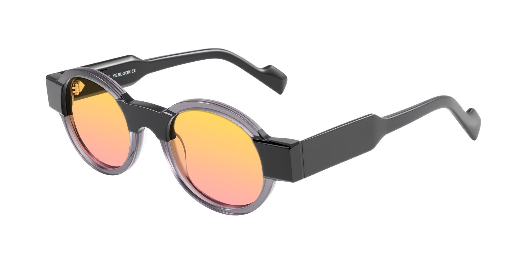 Angle of Talori in Transparent Gray/Black with Yellow / Pink Gradient Lenses
