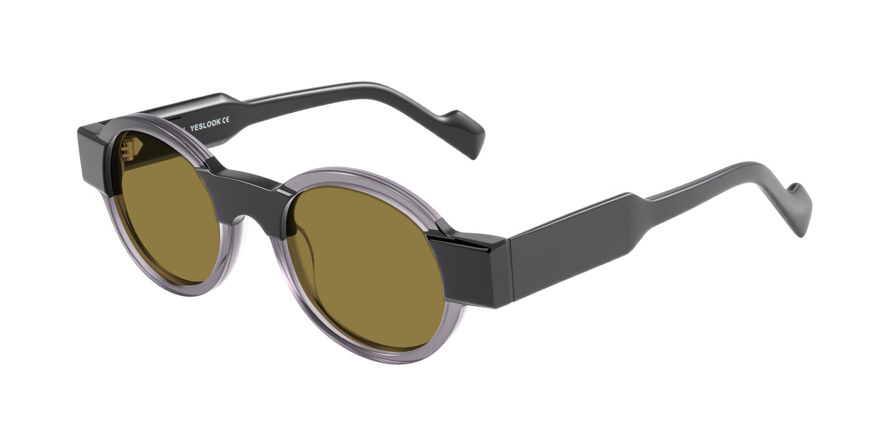 Angle of Talori in Transparent Gray/Black with Brown Polarized Lenses