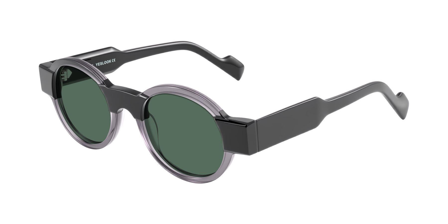 Angle of Talori in Transparent Gray/Black with Green Polarized Lenses