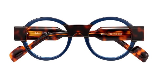 Front of Talori in Transparent Blue/Tortoise